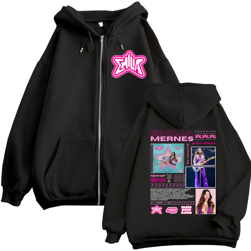 Mens Fashion Zip Up Hoodies - Emilia Mernes MP3 Album Merch Толстовка