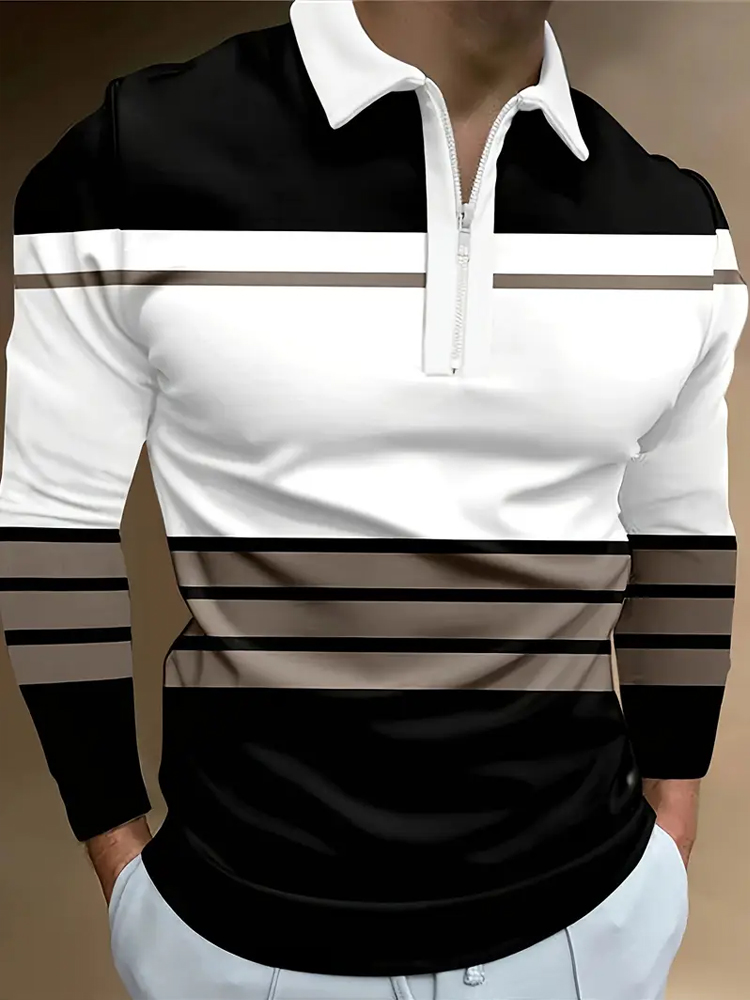 Mens Fashion Quarter Zip - Мужская рубашка-поло на молнии, уличная повседневная