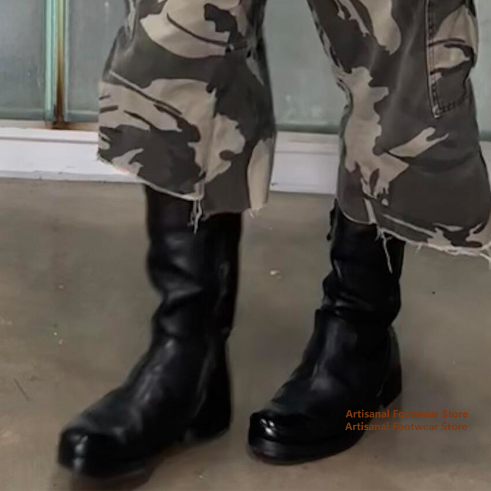 Chelsea Boots Men - Мужские высокие мотоциклетные ботинки с круглым