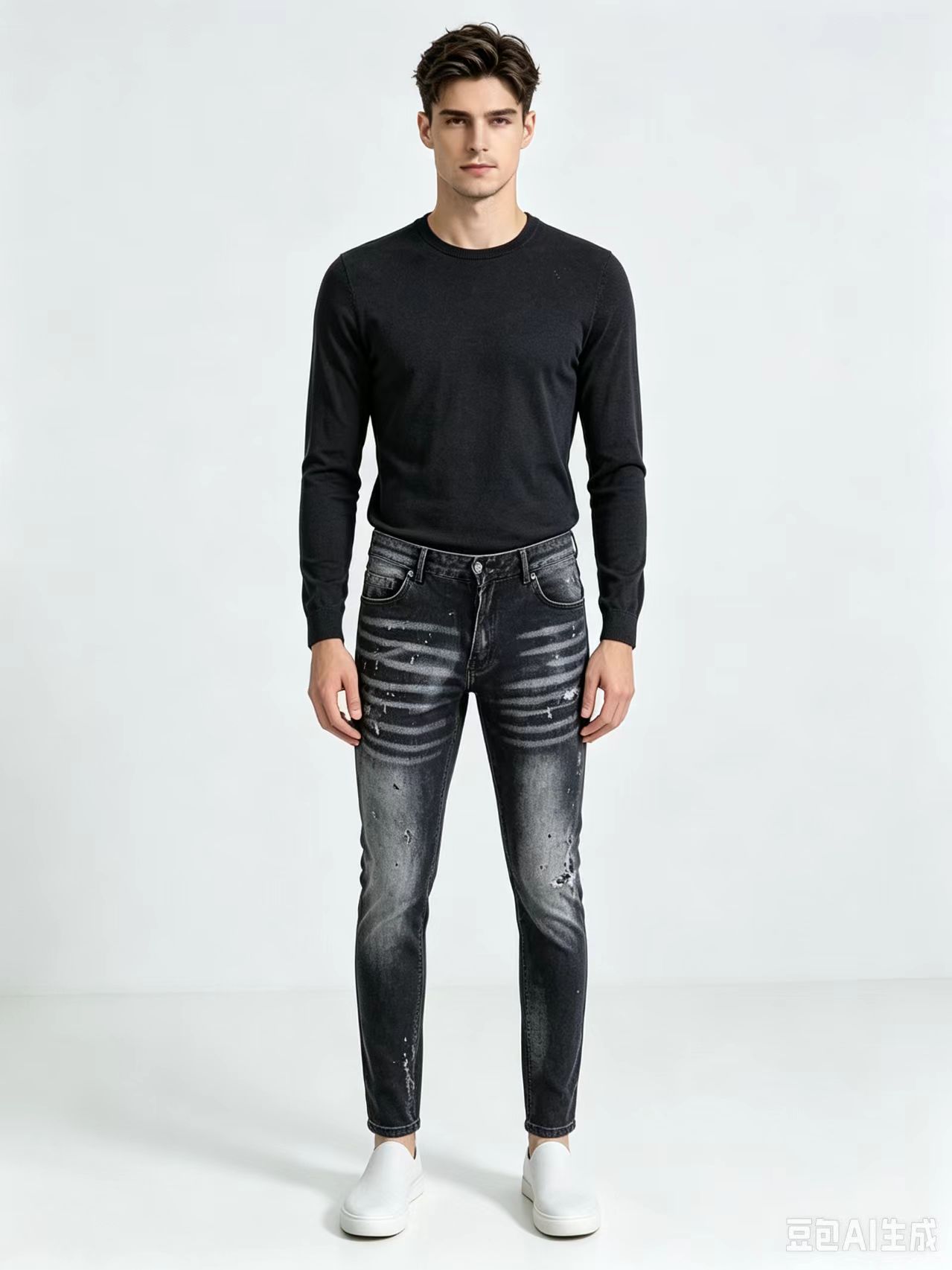 Men'S Fashion Grey Jeans - Мужские джинсы Y2K в стиле хип-хоп