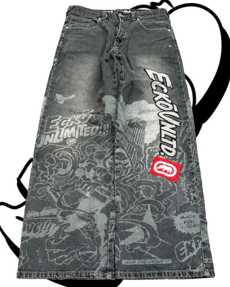 Men'S Fashion Grey Jeans - Американские модные джинсы с принтом, в