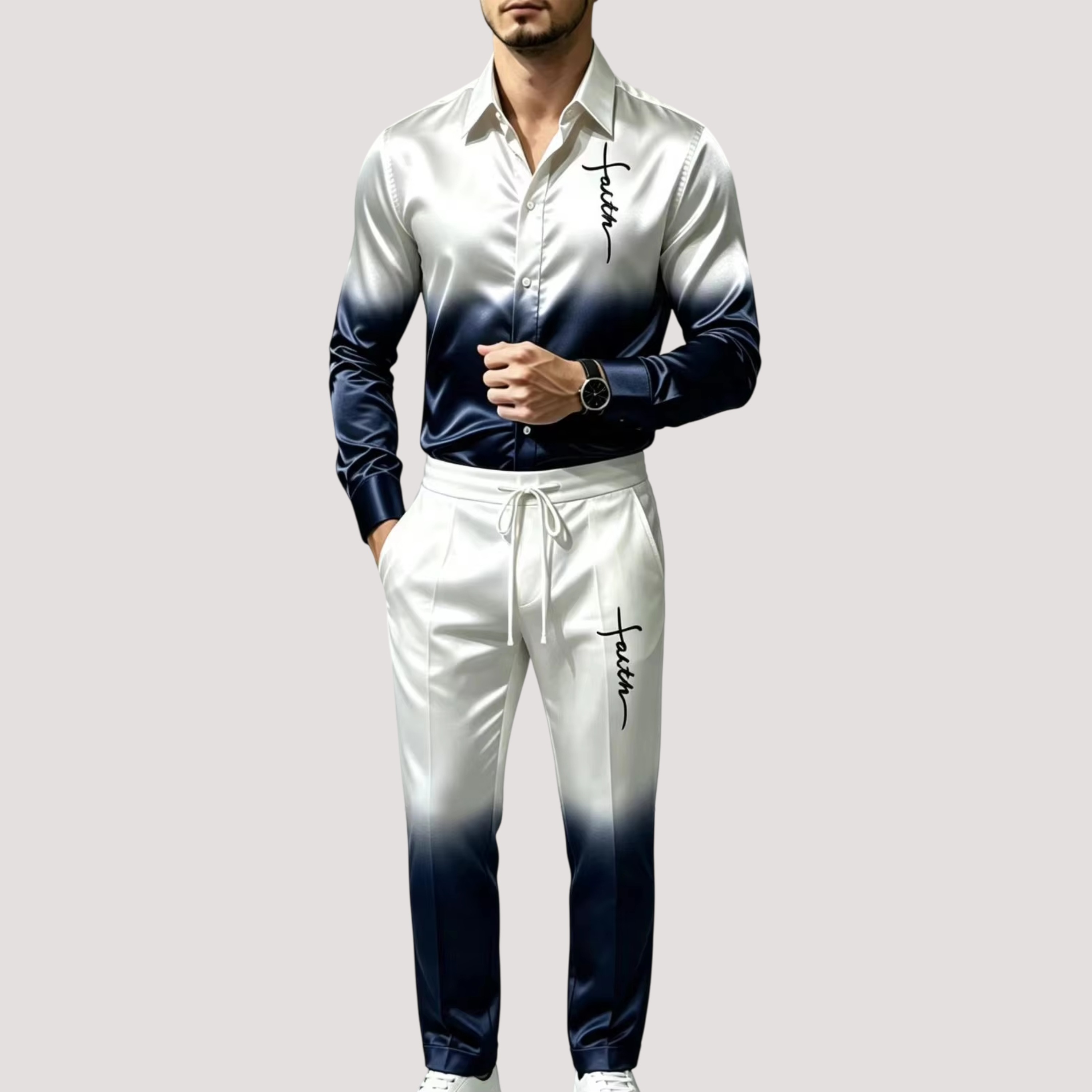 Men'S Fashion Course - Мужской спортивный костюм из сатинового шелка,