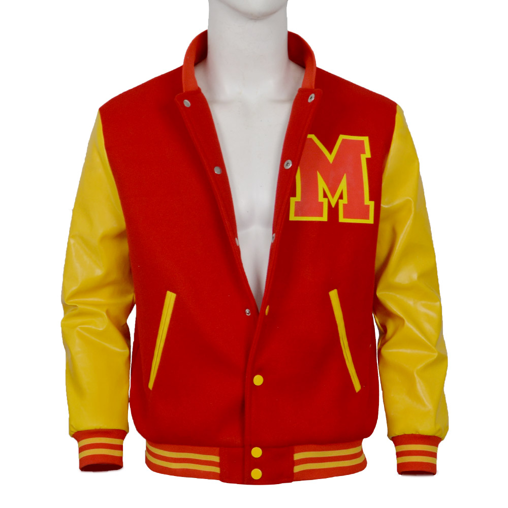Varsity Jacket Letterman - Мужская красно-желтая куртка-бомбер с нашивкой в