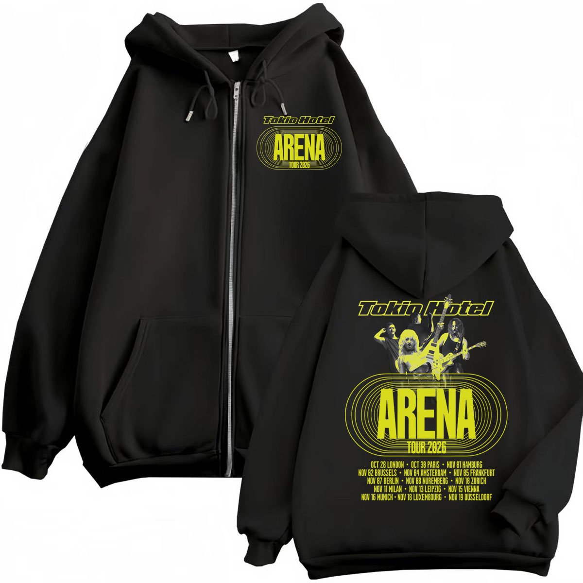 Mens Fashion Zip Up Hoodies - Толстовки на молнии Tokio Hotel Arena