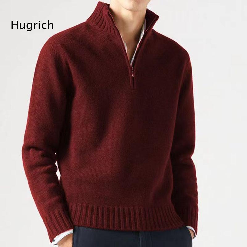 Mens Fashion Quarter Zip - Модный мужской однотонный свитер с высоким