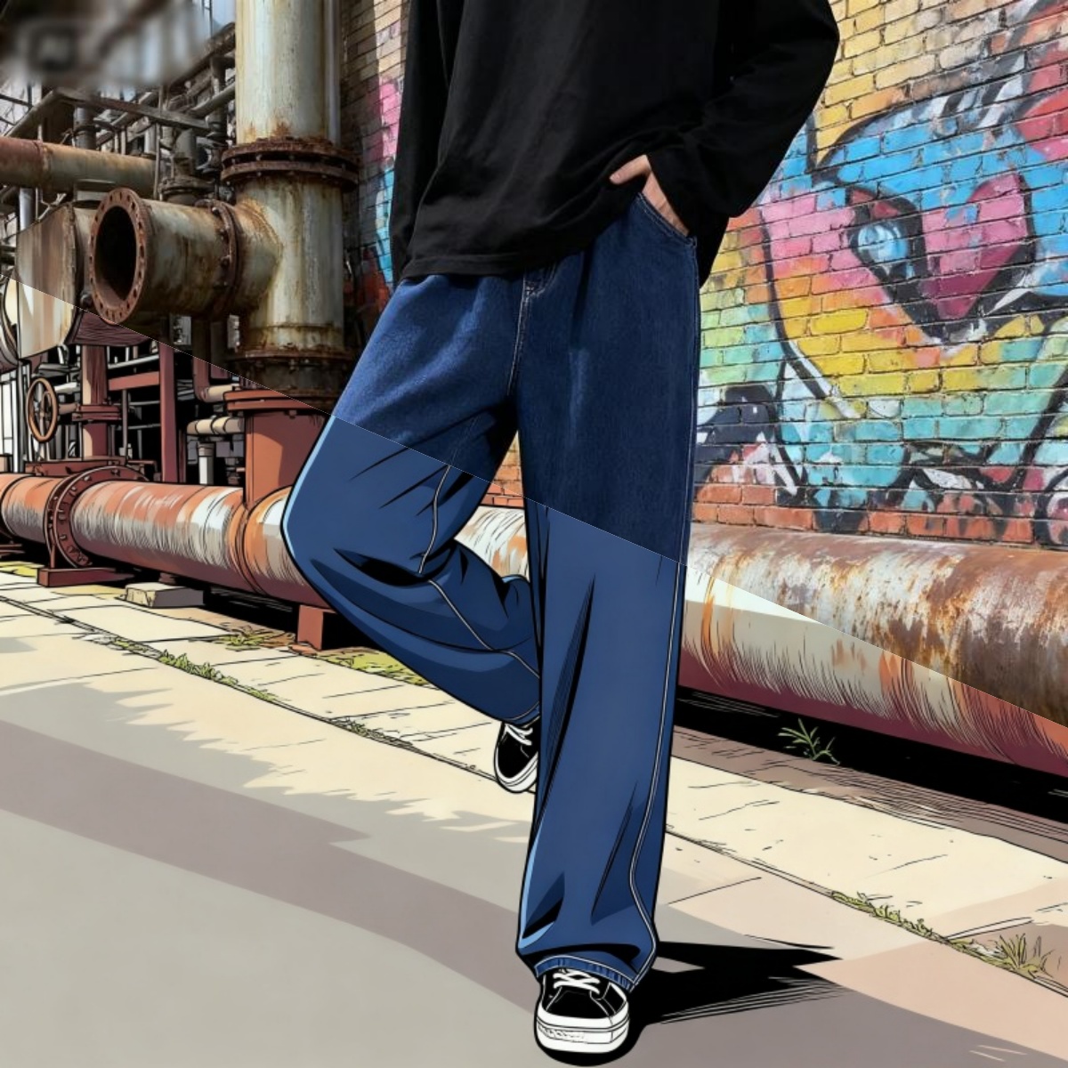 Men'S Fashion Grey Jeans - Уличная одежда в корейском стиле, новая