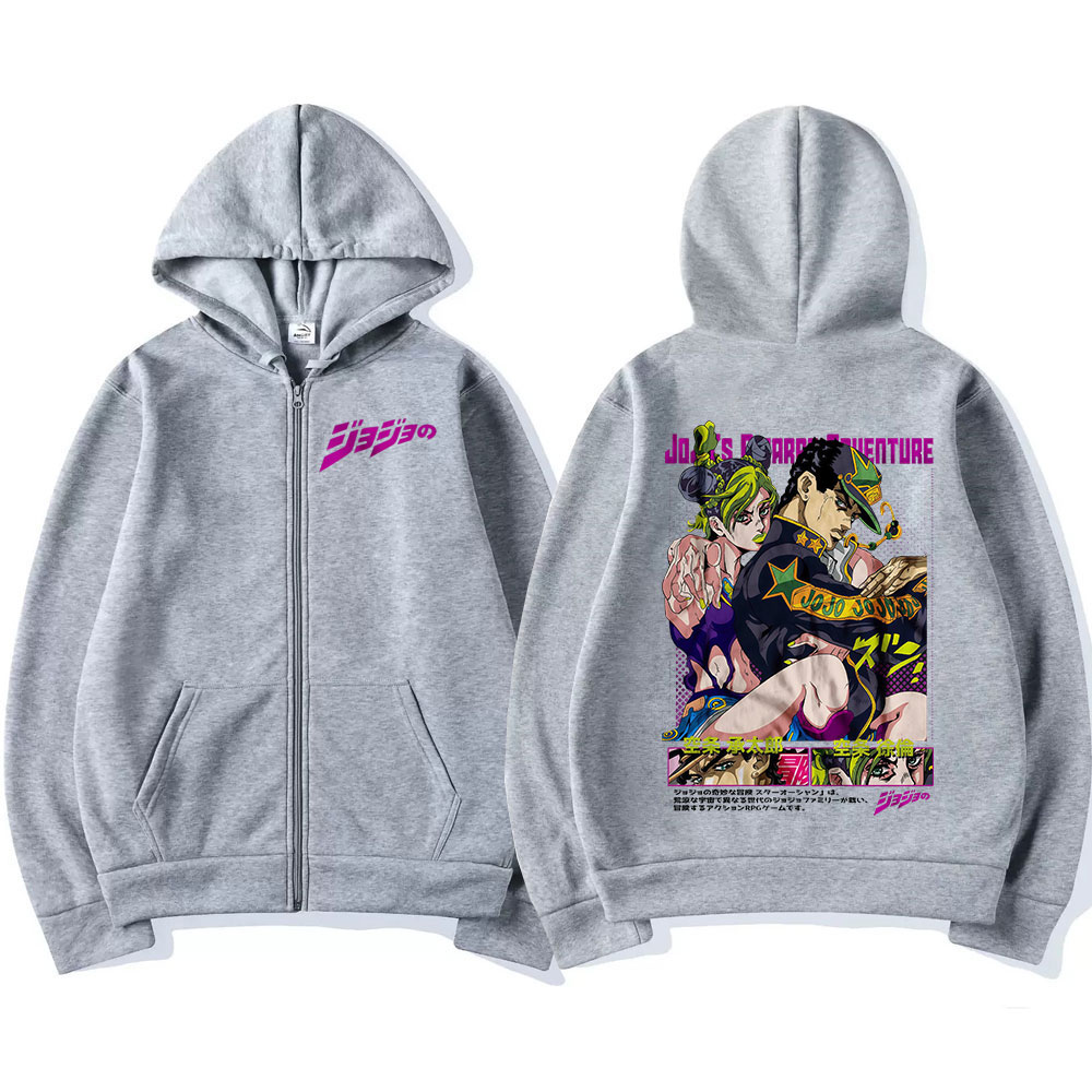 Аниме Jojo Bizarre Adventure т – обзор и цена Mens Fashion Zip Up Hoodies