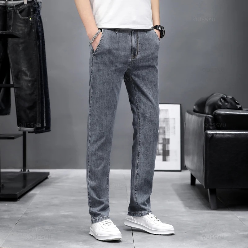 Осенние облегающие джинсы для  – обзор и цена Men'S Fashion Grey Jeans