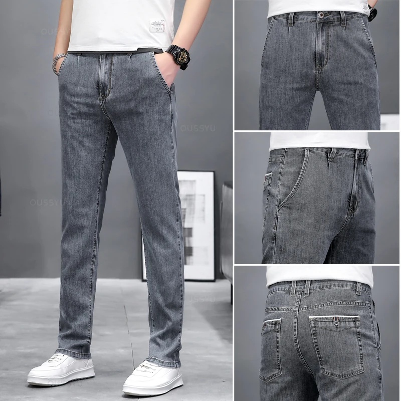 Осенние облегающие джинсы для  – обзор и цена Men'S Fashion Grey Jeans