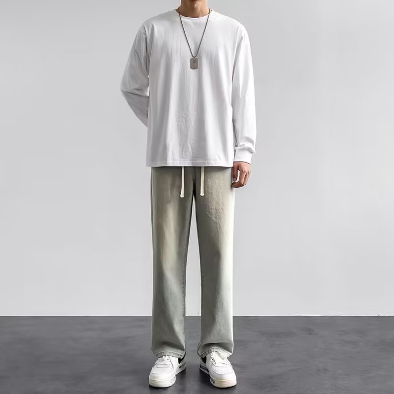 Корейский стиль, уличная мода, – обзор и цена Men'S Fashion Grey Jeans