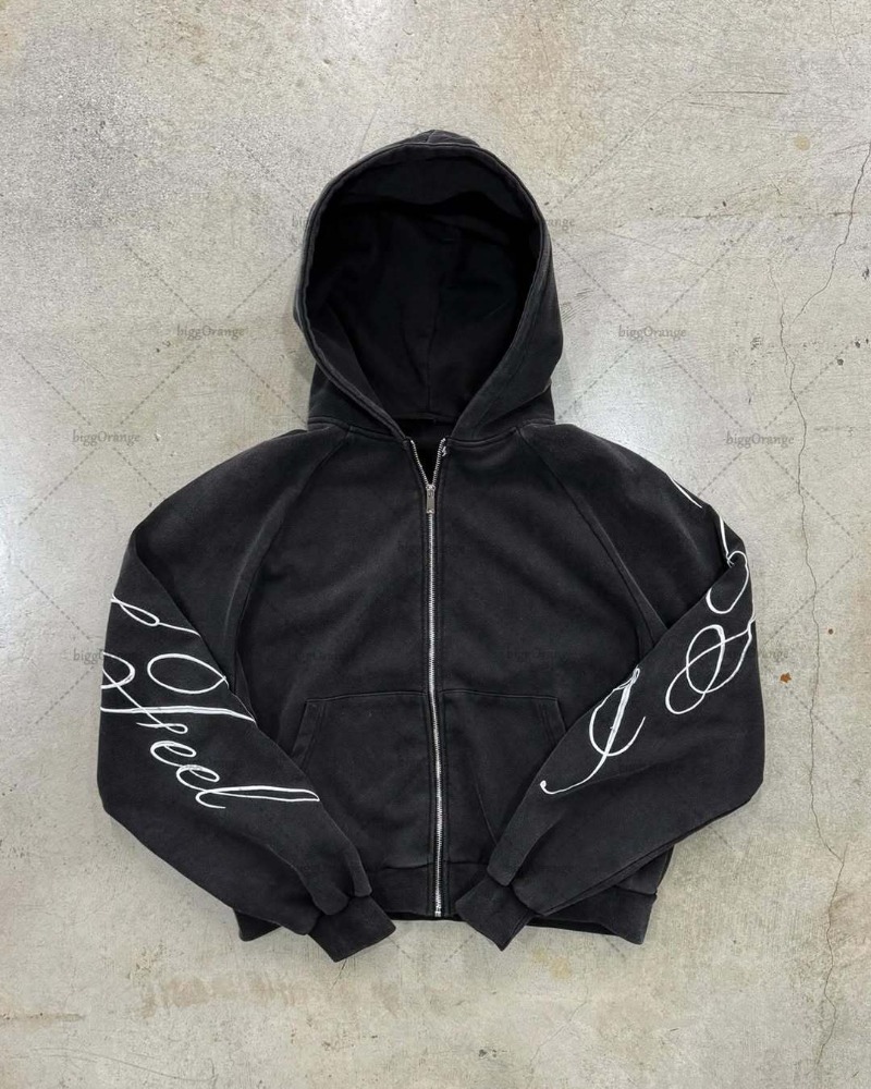 Y2K Harajuku готический буквен – обзор и цена Mens Fashion Zip Up Hoodies