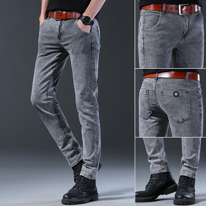 Мужские зауженные эластичные с – обзор и цена Men'S Fashion Grey Jeans