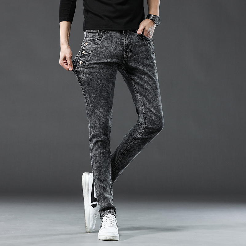 Классические тонкие винтажные  – обзор и цена Men'S Fashion Grey Jeans