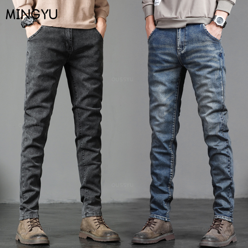 Осень-зима, хлопковые мужские  – обзор и цена Men'S Fashion Grey Jeans