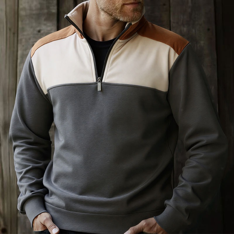UETEEY мужские лоскутные толст – обзор и цена Mens Fashion Quarter Zip