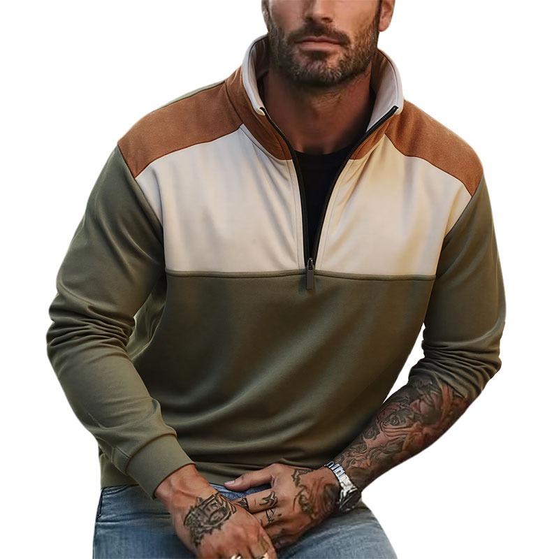 UETEEY мужские лоскутные толст – обзор и цена Mens Fashion Quarter Zip